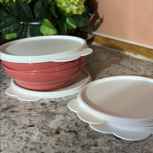 Collapsible Red Food Storage Bowls with Lids - Picture 5 of 5
